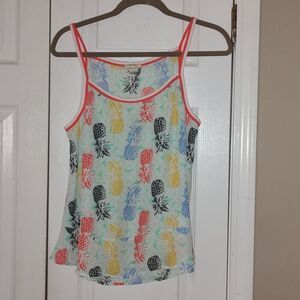 Self Esteem pineapple tank  top  sheer blouse  Sz XL